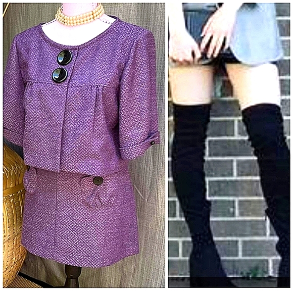 Retro Purple Herringbone Suite - Picture 1 of 7